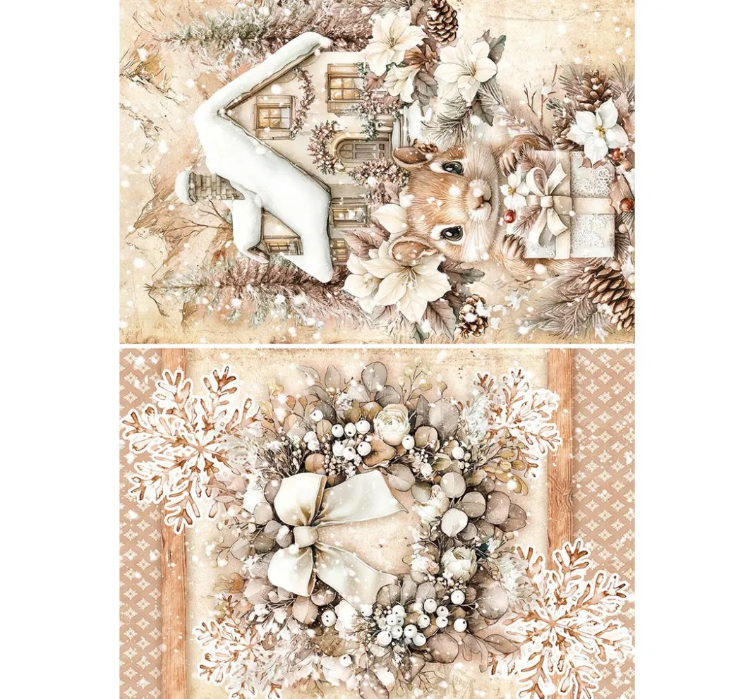 Ciao Bella Decoupage|Seidenpapier & Strohseide>Motiv-Strohseiden Sortiment "Winter Season", 8er-Set
