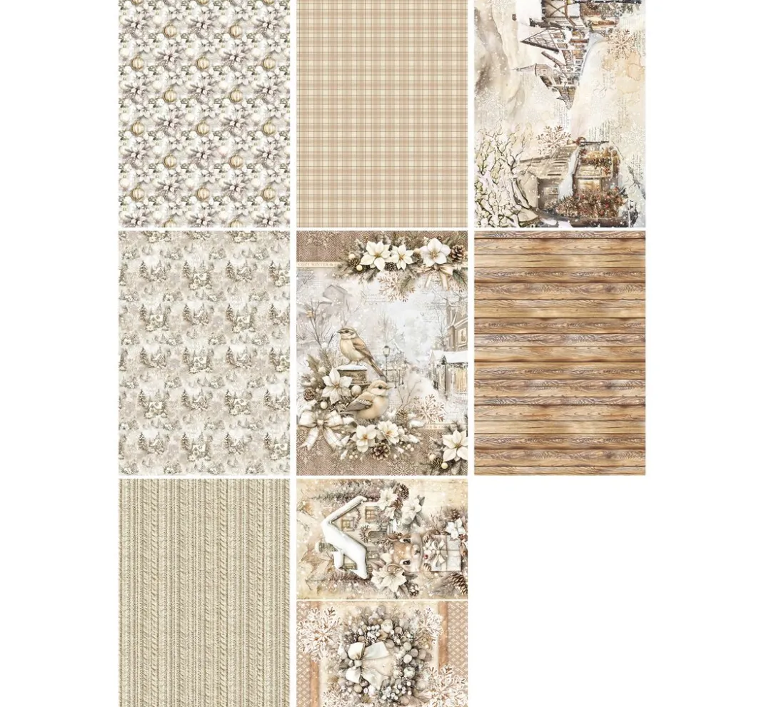 Ciao Bella Decoupage|Seidenpapier & Strohseide>Motiv-Strohseiden Sortiment "Winter Season", 8er-Set