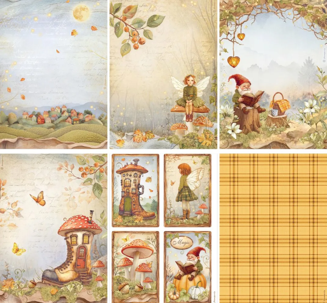 Stamperia Decoupage|Seidenpapier & Strohseide>Motiv-Strohseiden Sortiment "Whispering Woods"