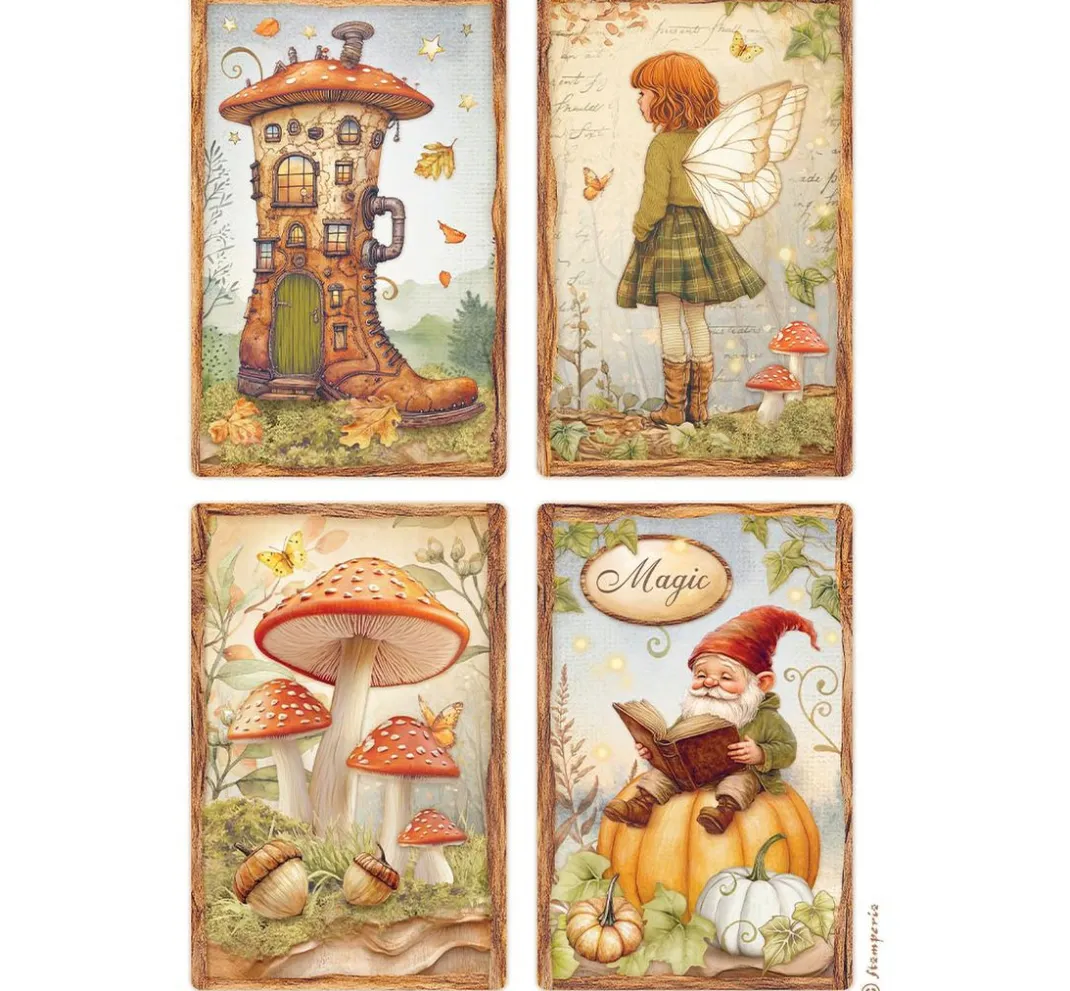 Stamperia Decoupage|Seidenpapier & Strohseide>Motiv-Strohseiden Sortiment "Whispering Woods"