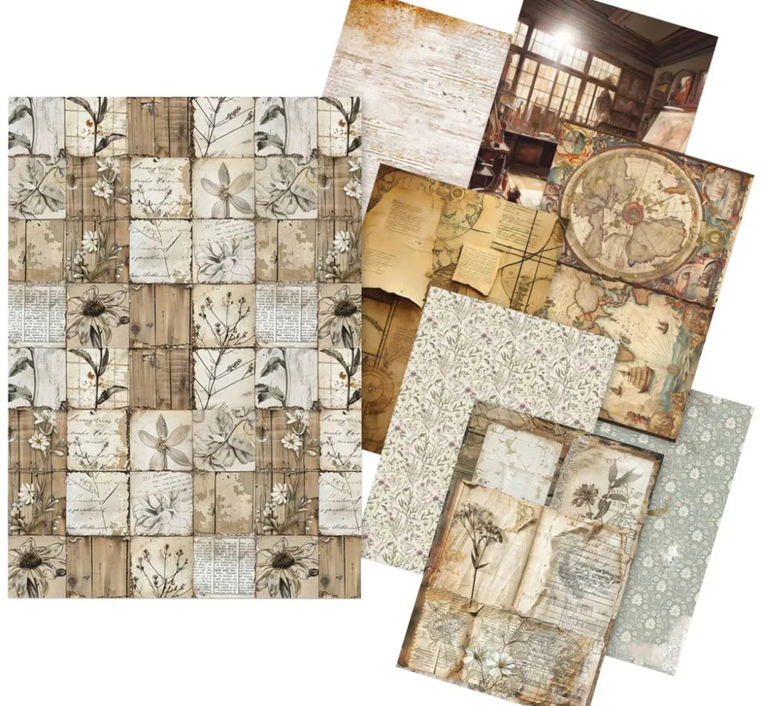Ciao Bella Decoupage|Seidenpapier & Strohseide>Motiv-Strohseiden Sortiment "Codes", 8er-Set