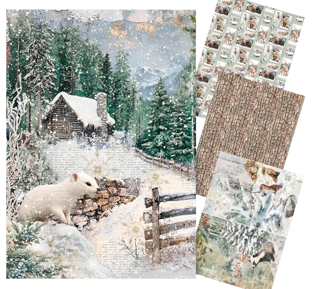 Ciao Bella Decoupage|Seidenpapier & Strohseide>Motiv-Strohseiden Sortiment "Forest Tales", 4er-Set