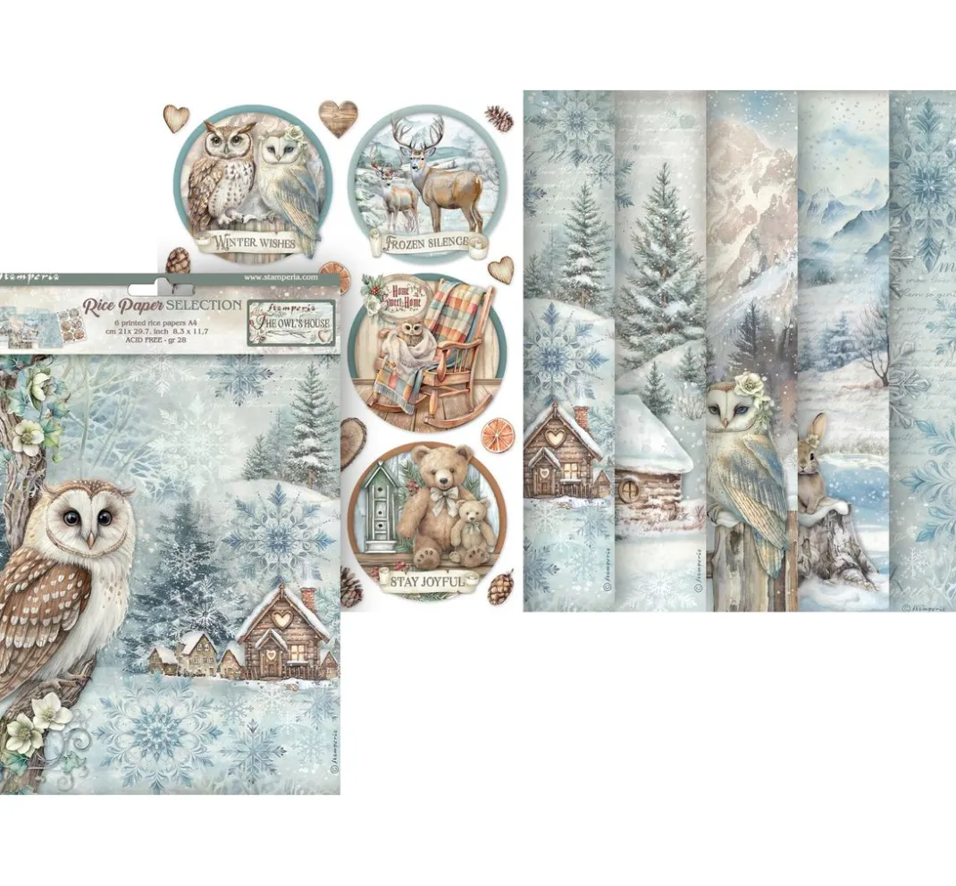 Stamperia Seidenpapier & Strohseide|Decoupage>Motiv-Strohseiden Sortiment "The Owl's House"