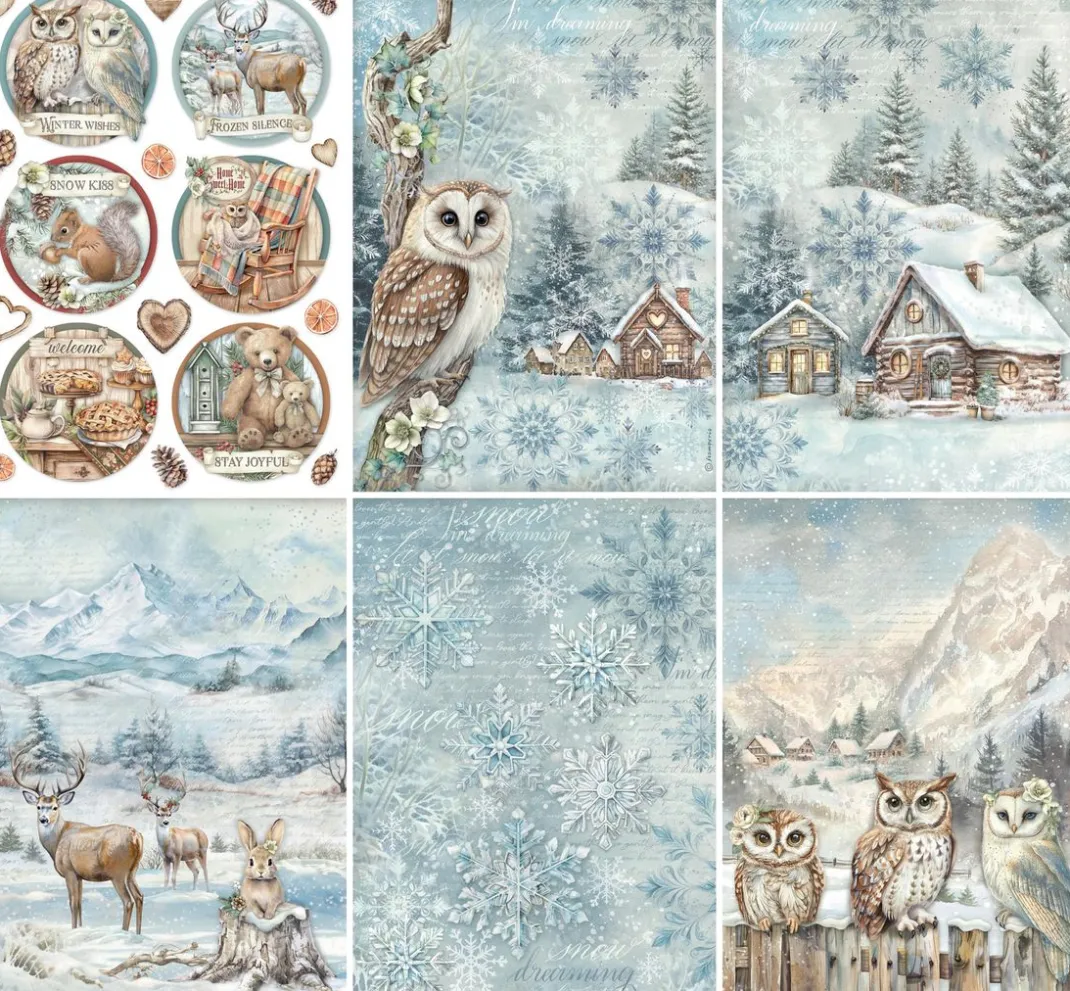 Stamperia Seidenpapier & Strohseide|Decoupage>Motiv-Strohseiden Sortiment "The Owl's House"