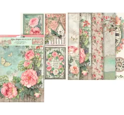 Stamperia Decoupage|Seidenpapier & Strohseide>Motiv-Strohseiden Sortiment "House of Roses", 6er-Set