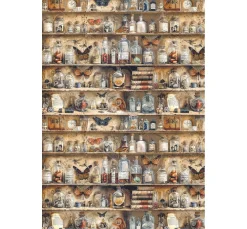 Ciao Bella Decoupage|Seidenpapier & Strohseide>Motiv-Strohseiden-Sortiment "Cabinet of Curiosities", 4er-Set