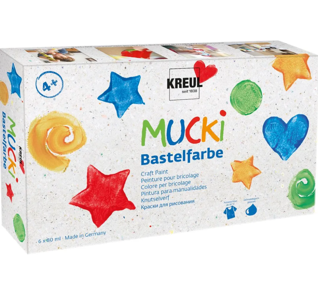 Kinder Kreul Kinder Bastelfarbe|Bastelfarbe>MUCKI Bastelfarbe, 6er Set à 80 ml