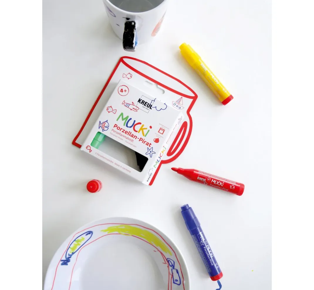 Kreul Kinder Stifte>Mucki Porzellan-Pirat, Porzellanmalstift, 5er-Set
