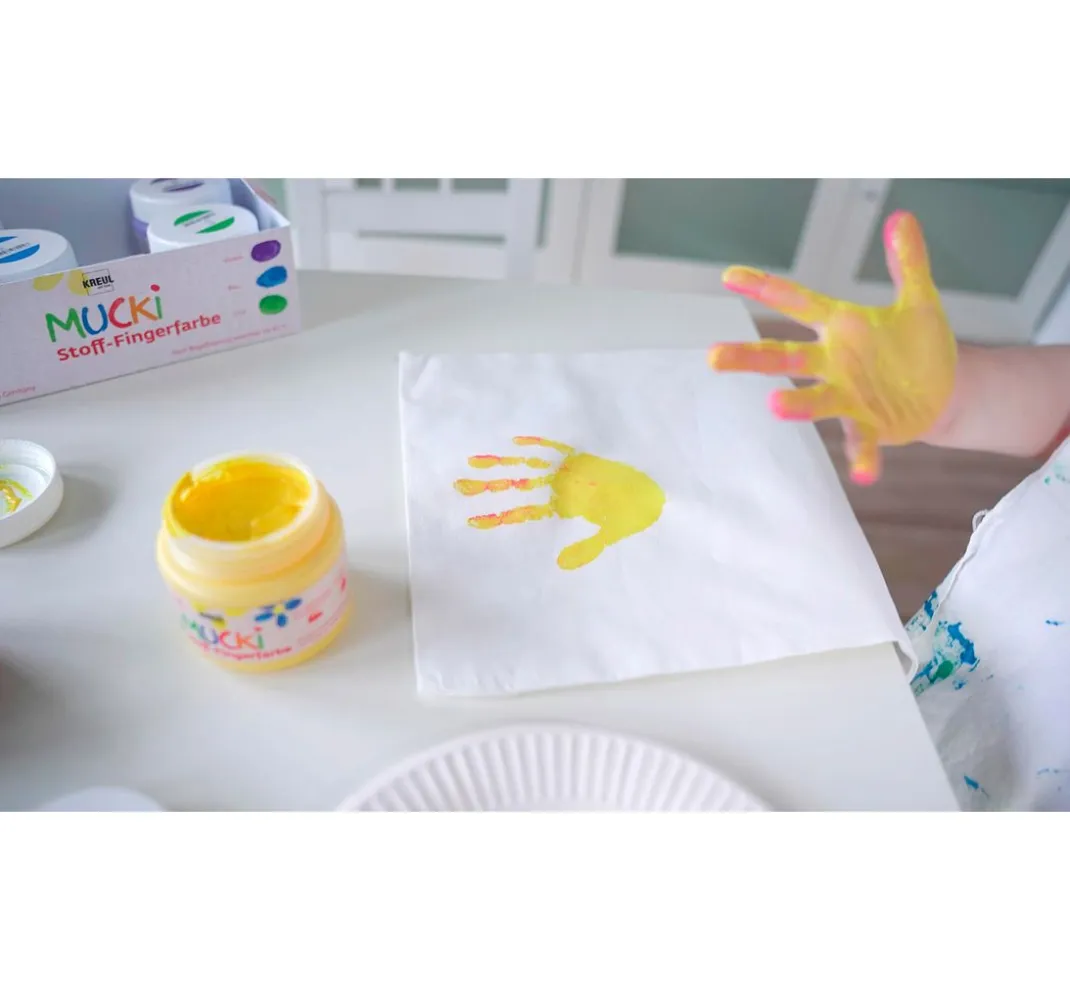 Kinder Kreul Kinder Fingerfarbe|Textilfarbe>MUCKI Stoff-Fingerfarbe, 6er-Set