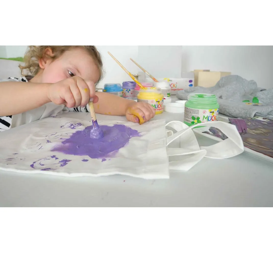 Kinder Kreul Kinder Fingerfarbe|Textilfarbe>MUCKI Stoff-Fingerfarbe, 6er-Set