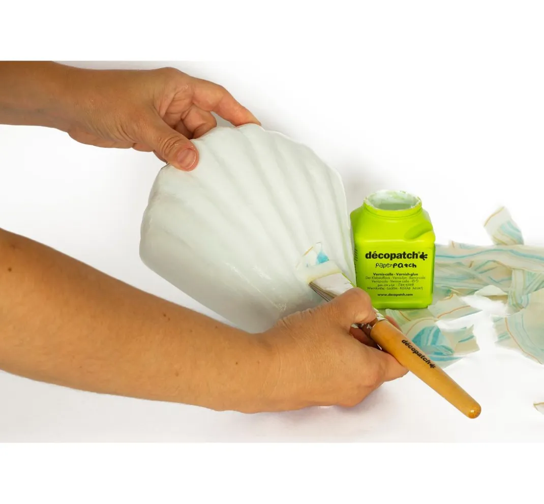Kinder décopatch Holz|Decoupage>Muschelvase, Pappmaché, wasserdicht