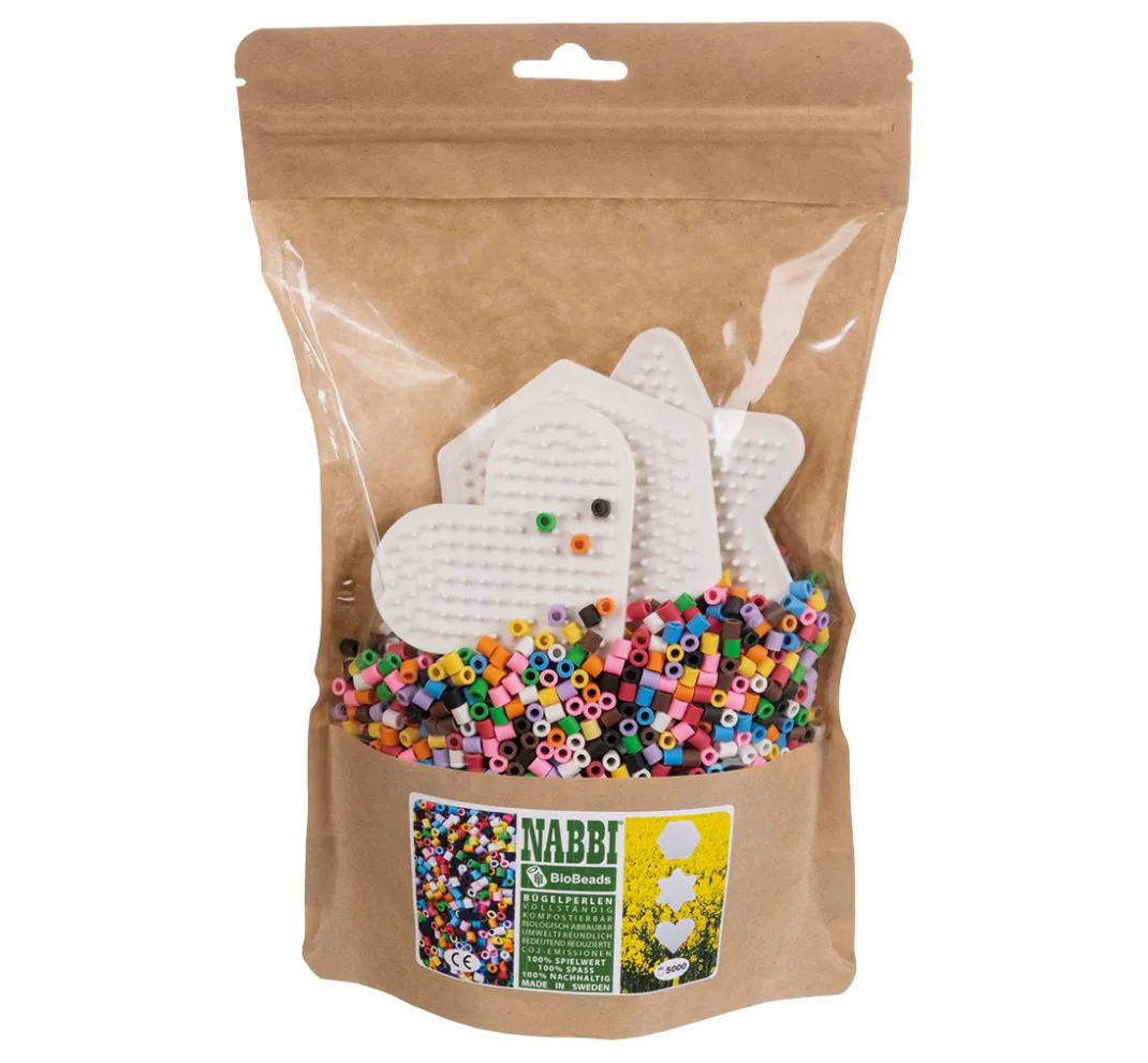 Kinder Nabbi Sets|Bügelperlen-Sets>Bio Bügelperlen "Beutel", 5.000 Stück + 3 Legeplatten