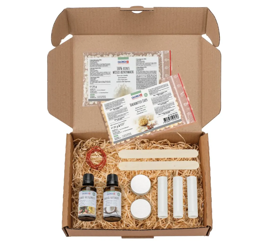 GLOREX Naturkosmetik|Bastelsets>Naturkosmetik Komplett-Set "Lippenbalsam mit Jojoba-Öl"