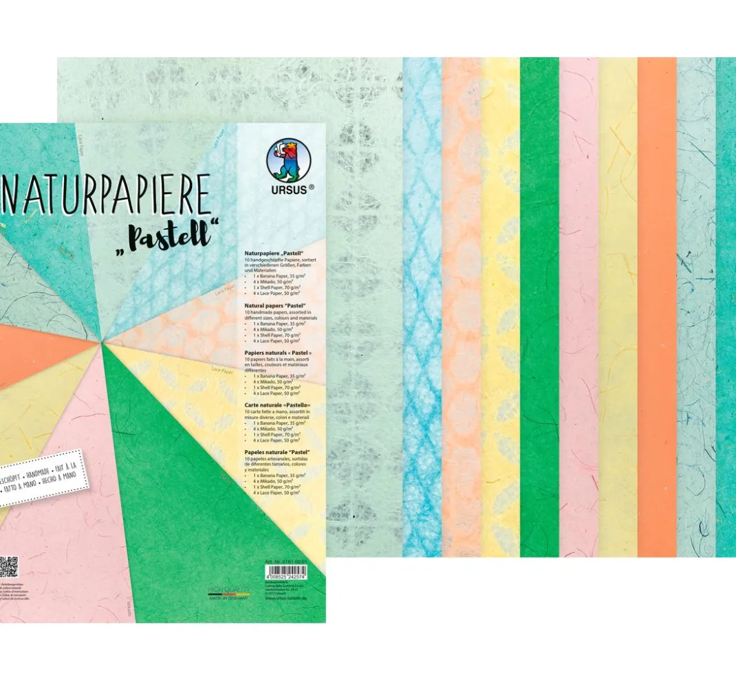 URSUS Spezialpapier & -Karton|Seidenpapier & Strohseide>Naturpapiere "Pastell"