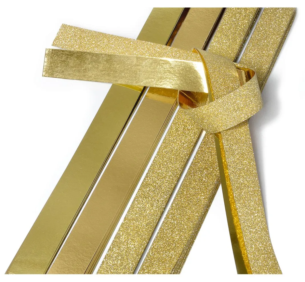 Gebrüder Bertels Origami & Papier Falten|Papierstreifen>Papierstreifen "Glitter, gold", 25mm