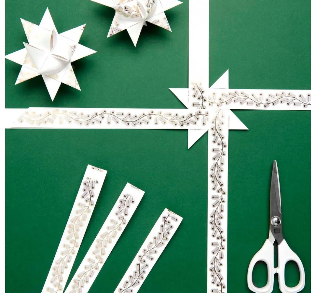 Rico Design Origami & Papier Falten|Papierstreifen>Papierstreifen "Zweige", Weiß-Gold