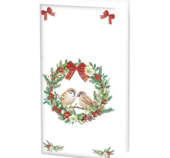 Ambiente Serviettentechnik>Papiertaschentücher "Sparrows In Wreath"