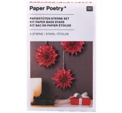 Rico Design Tüten & Anhänger|Papier-Bastelsets>Papiertüten Sterne-Set "Merry Christmas", klein, Rot
