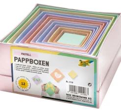 folia Schachteln & Boxen|Schachteln>Pappschachteln "Quadrat", Pastellfarben, 12er-Set