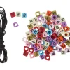 Kinder folia Freundschaftsarmbänder|Sets>Perlen-Buchstaben Set, Eckig, inkl. Gummiband
