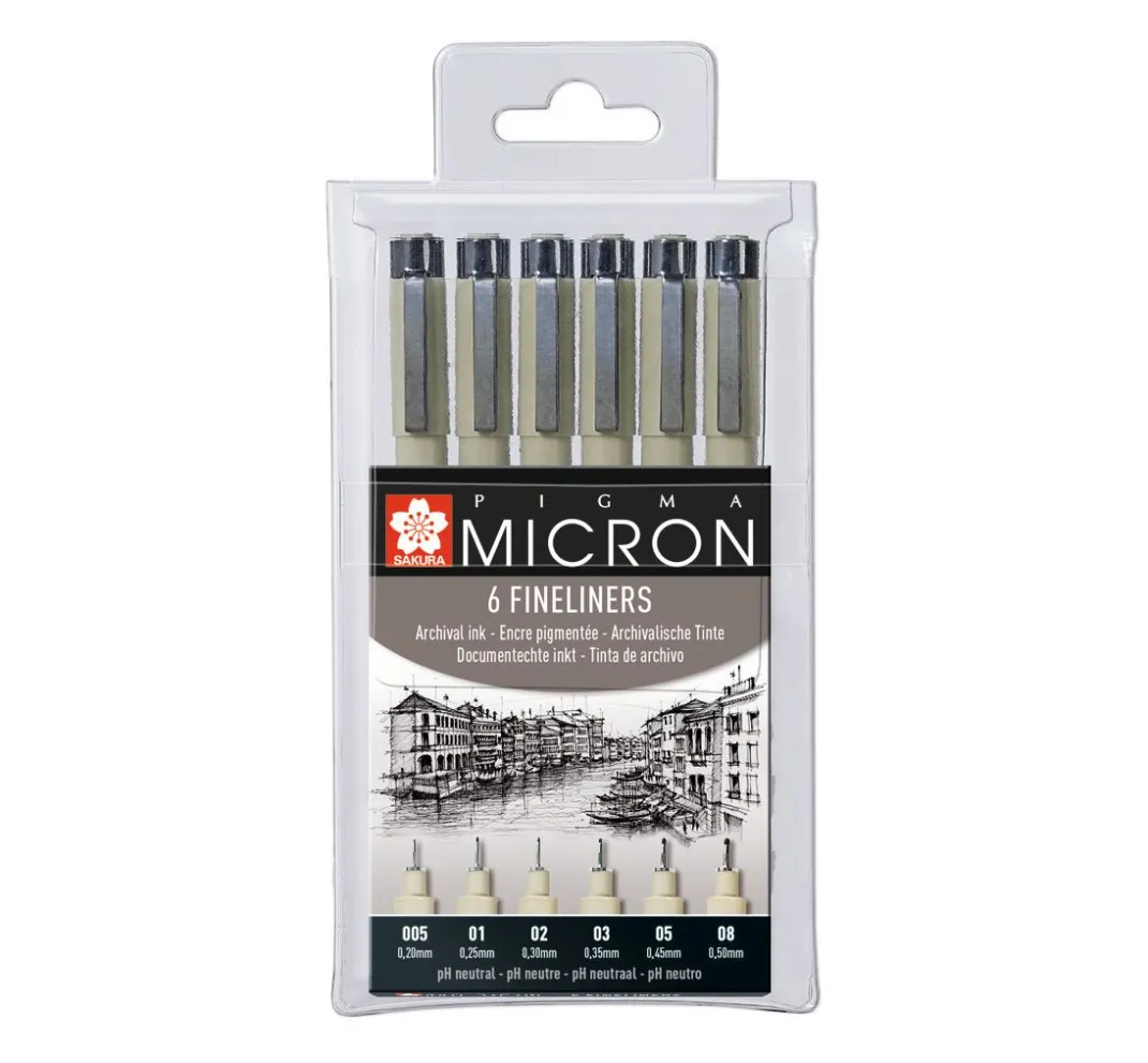 Sakura Malen & Zeichnen|Stifte>Pigma Micron Etui, 6er-Set