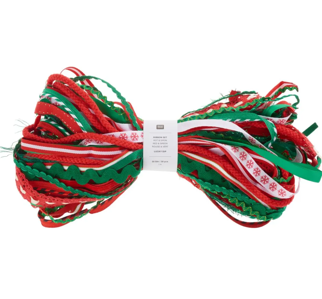 Rico Design Sets|Bänder>Bänder-Set "Lucky dip", Rot-Grün