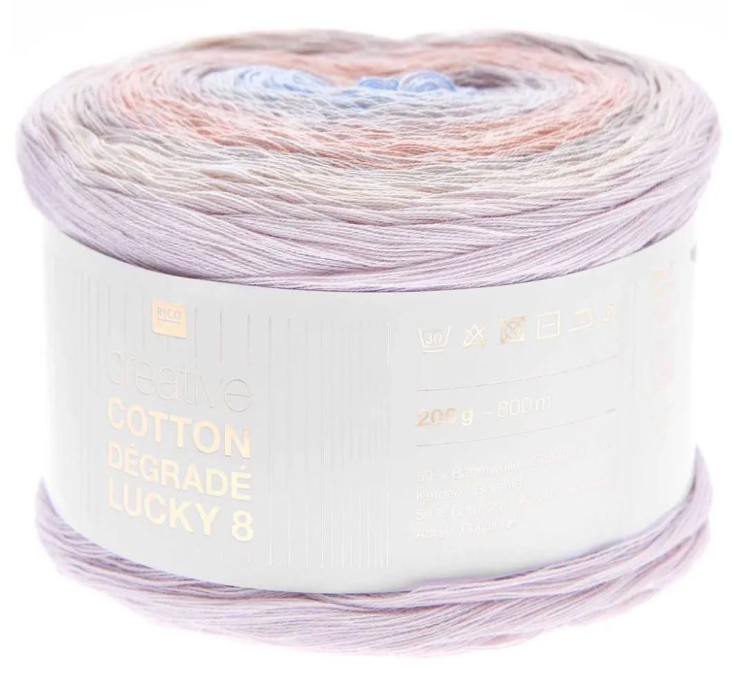 Rico Design Lace Garn|Strickwolle>Creative Cotton Dégradé Lucky 8