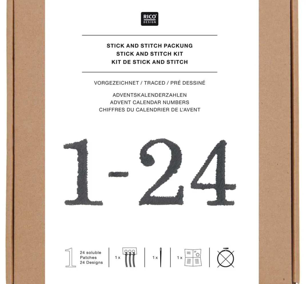 Rico Design Sticken|Stickset>Stick & Stitch Packung "Adventszahlen"
