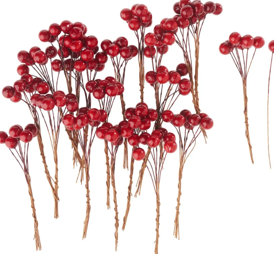 Othmar Decorations Gräser & Beeren>Rote Beeren Picks, glänzend