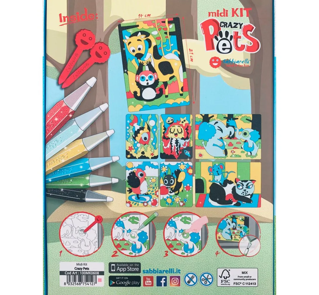 Kinder Sabbiarelli Sandbilder|Stifte & Marker>Sand-it for Fun Midi kit Crazy Pets