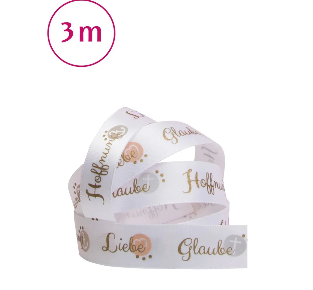 HobbyFun Schleifenband|Satinband>Satinband "Glaube Hoffnung Liebe"