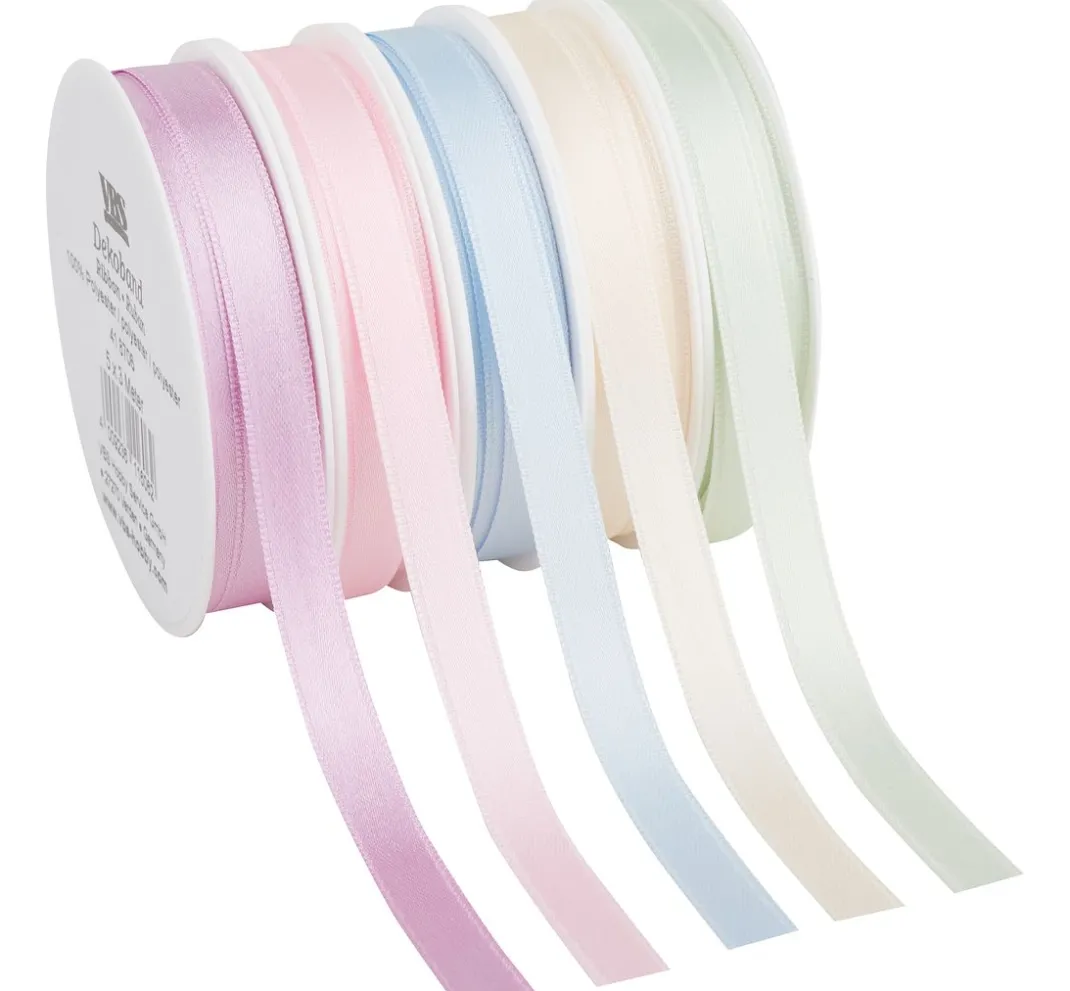 VBS Uniband|Schleifenband>Satinband "Pastell 10 mm", 5er-Set à 3 m