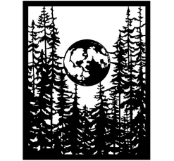 Stamperia Schablonieren|Malschablonen>Schablone "Herbarium Silvae - Moon In The Forest"