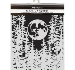 Stamperia Schablonieren|Malschablonen>Schablone "Herbarium Silvae - Moon In The Forest"