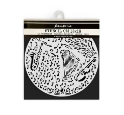 Stamperia Malschablonen|Schablonen>Schablone "Music", Violin and Trumpet