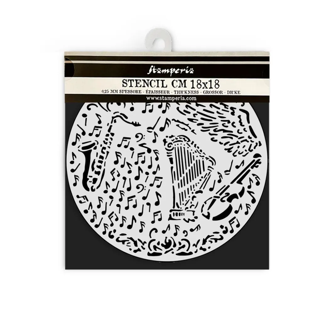 Stamperia Malschablonen|Schablonen>Schablone "Music", Violin and Trumpet