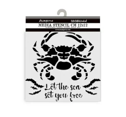 Stamperia Schablonieren|Malschablonen>Schablone "Silent Sea - Crab", 12x12cm