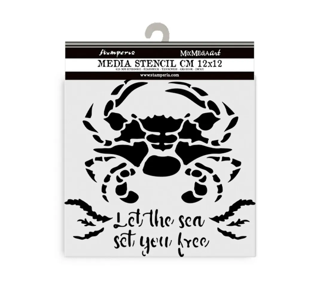 Stamperia Schablonieren|Malschablonen>Schablone "Silent Sea - Crab", 12x12cm
