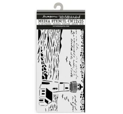 Stamperia Schablonieren|Malschablonen>Schablone "Silent Sea - Lighthouse", 12x25cm