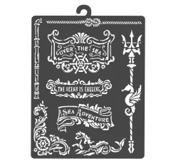 Stamperia Malschablonen|Schablonen>Schablone "Songs of the Sea - Plates and trident"