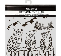 Stamperia Schablonieren|Malschablonen>Schablone "The Owl's House - Owls"