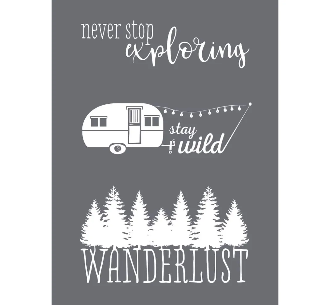 Rayher Textil-Design|Malschablonen>Schablone "Wanderlust" mit Rakel