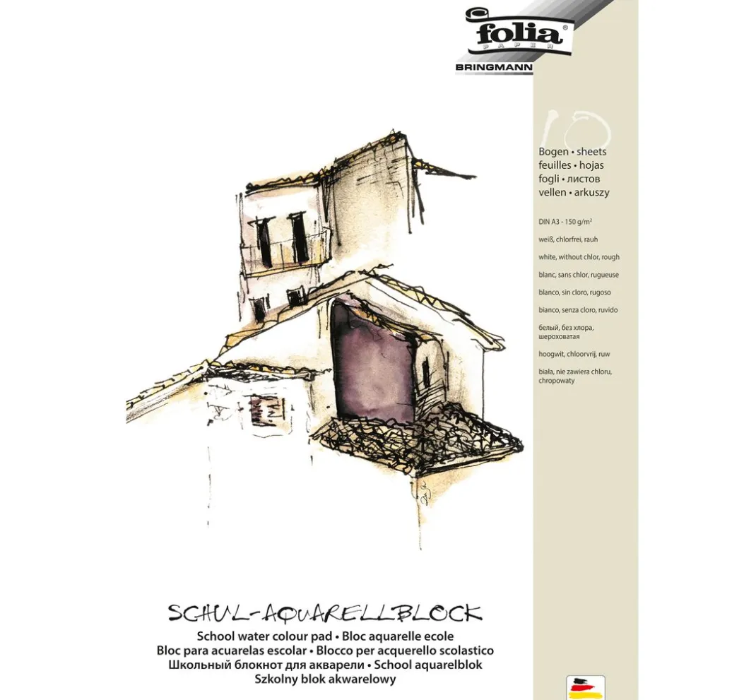 folia Aquarell|Malpapier>Schul-Aquarellblock, DIN A3