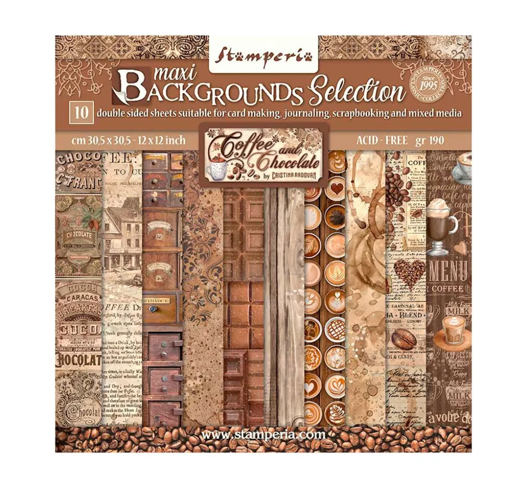 Stamperia Farb- & Motivblöcke|Scrapbooking>Scrapbook-Block "Coffee and Chocolate - Backgrounds"