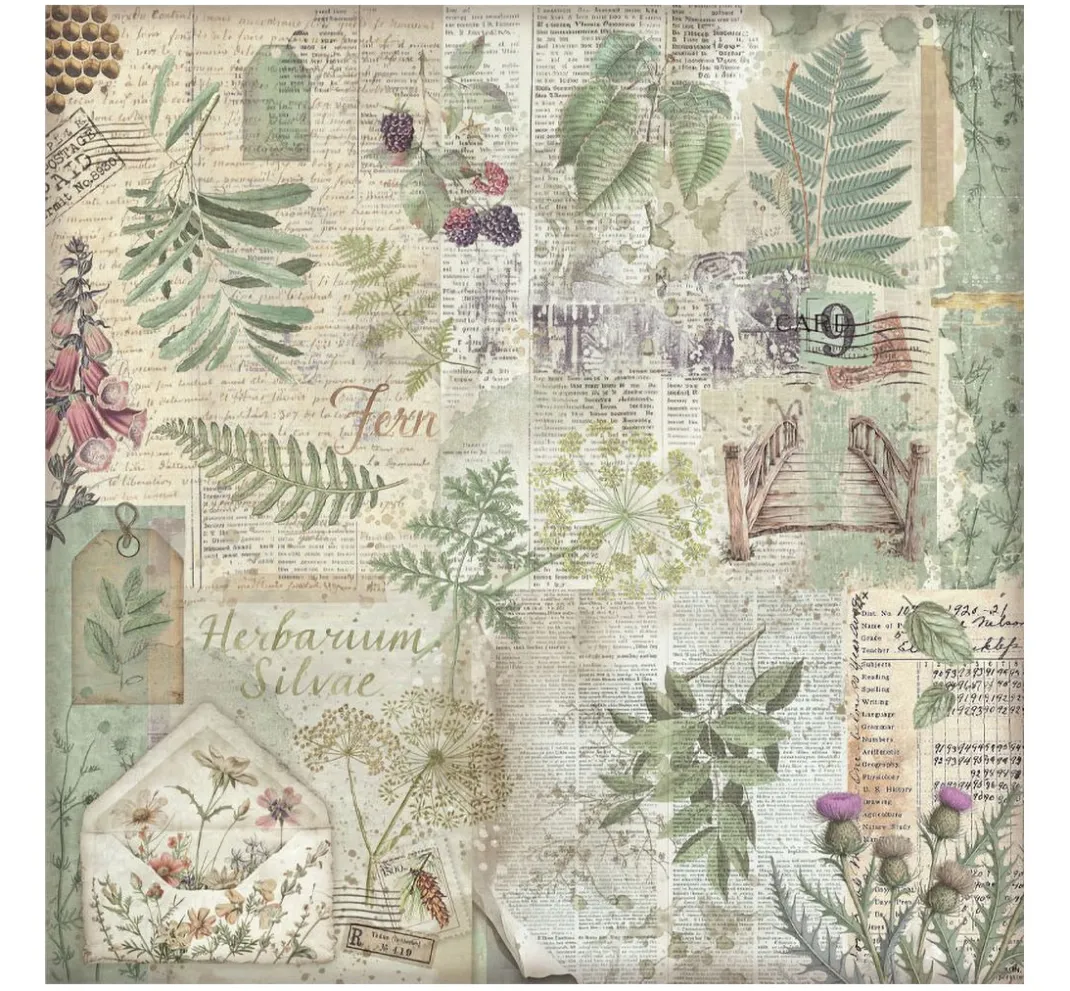 Stamperia Scrapbooking|Farb- & Motivblöcke>Scrapbook-Block "Herbarium Silvae Backgrounds"