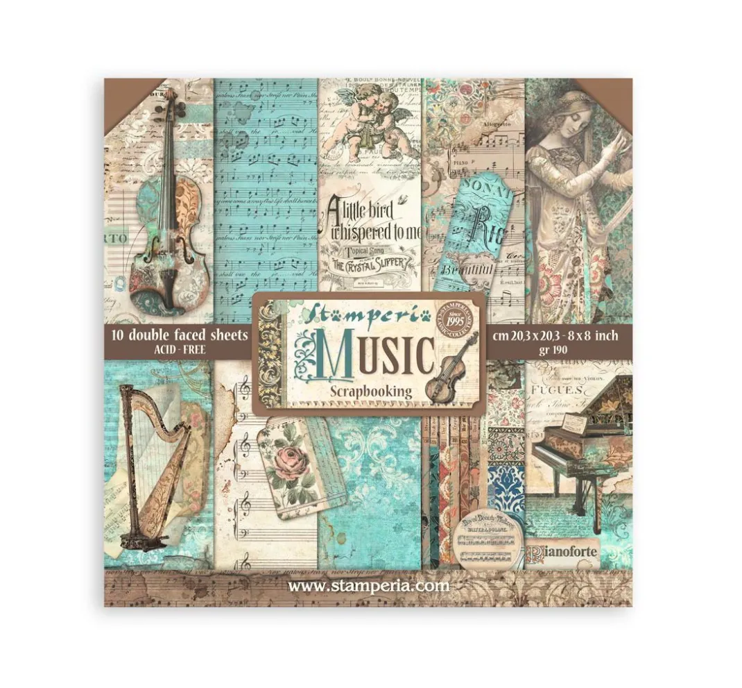Stamperia Farb- & Motivblöcke|Scrapbooking>Scrapbooking Pad "Music"