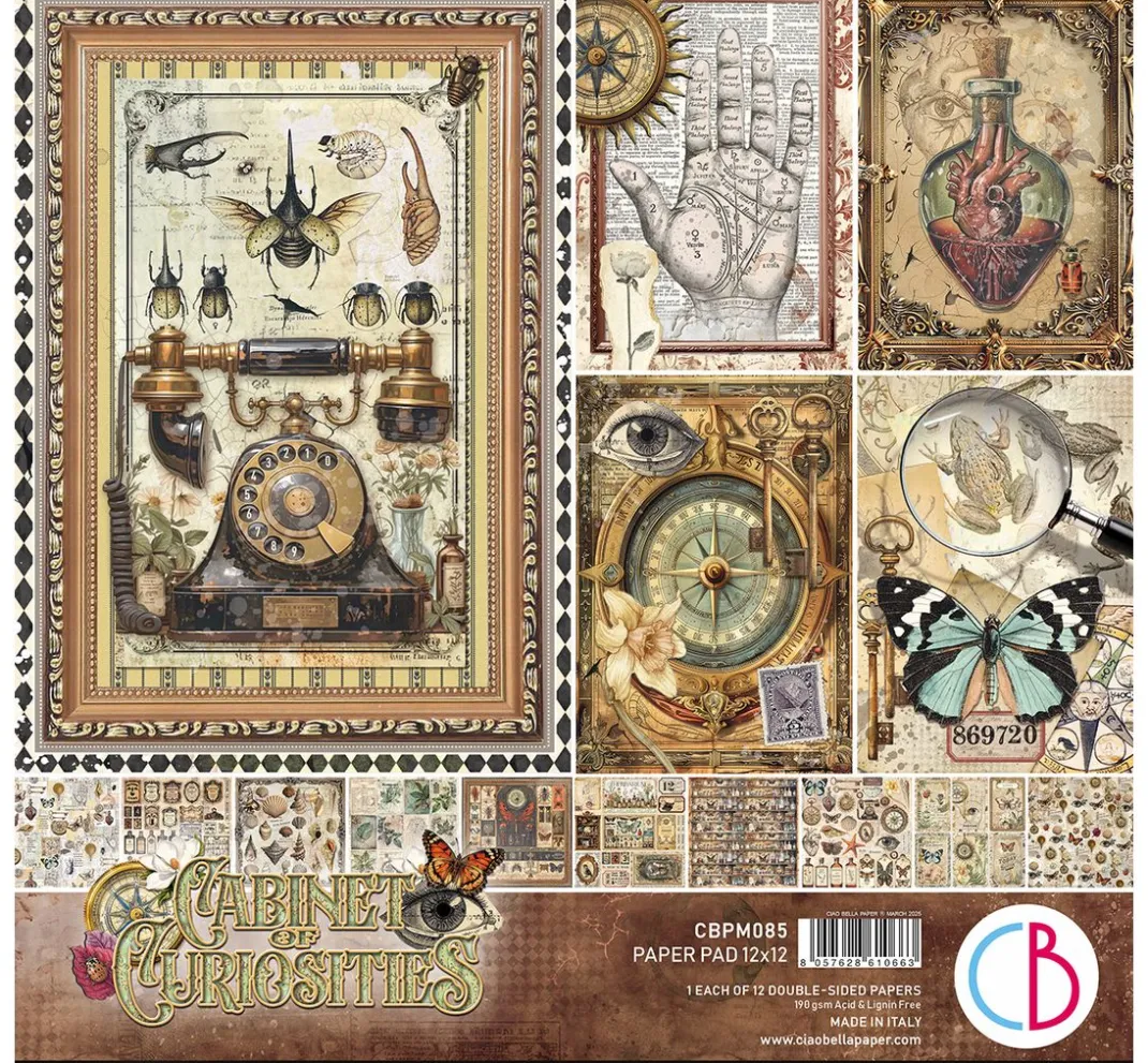 Ciao Bella Farb- & Motivblöcke|Scrapbooking>Scrapbook-Papier "Cabinet of Curiosities"