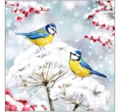 Ambiente Winter|Serviettentechnik>Serviette "Birds In The Snow"