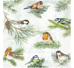 IHR Winter|Serviettentechnik>Serviette "Birds on Branch"