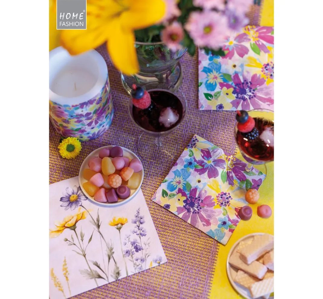 HOME FASHION Frühling|Serviettentechnik>Serviette "Blüten Mix"